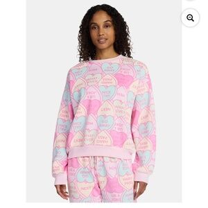 Wound Up Women’s Pink Asst. Hearts Sweatshirt Size Large (12-14) NWT